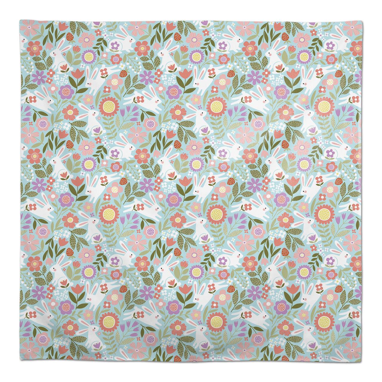 Pastel Bunny Floral Pattern 58" x 58" Tablecloth